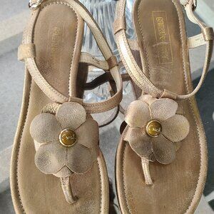 Coach Flower Petal sandals Gold sz 8